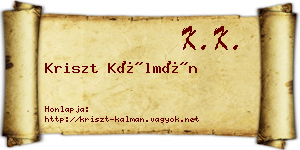 Kriszt Kálmán névjegykártya